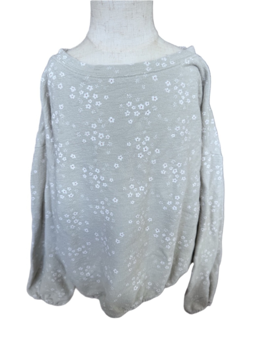 Girls Rylee + Cru Sweatshirt, Size 8/9, Light Green with White Floral